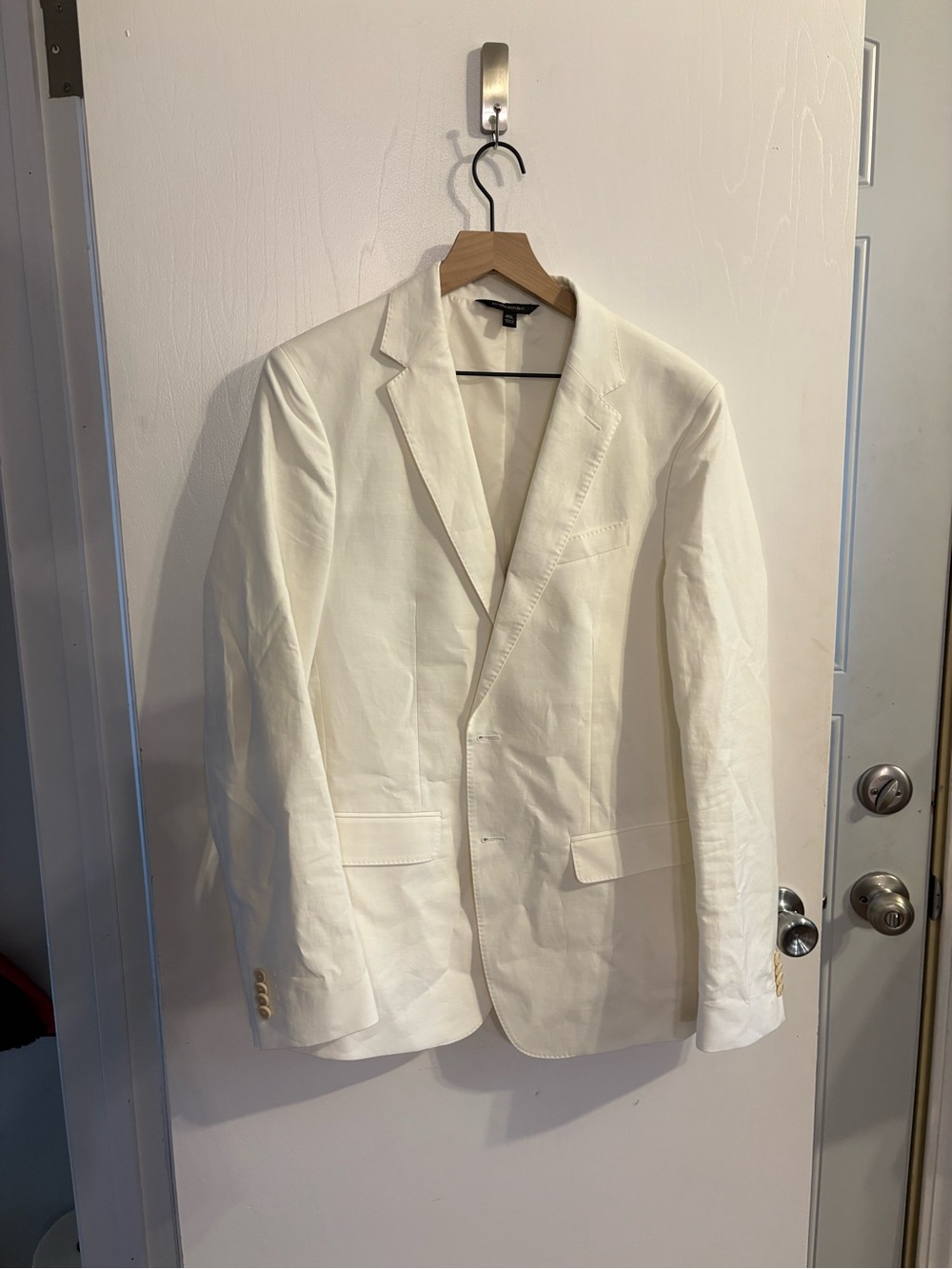 Banana Republic Cream Single-Breasted Notch Lapel Blazer